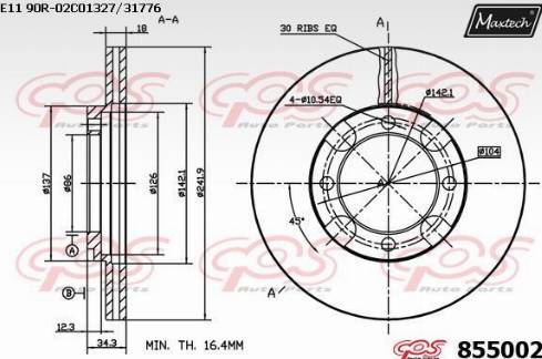 Maxtech 855002.0000 - Тормозной диск autosila-amz.com