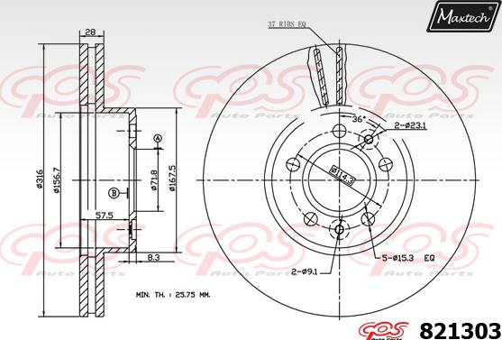 Maxtech 855081 - Тормозной диск autosila-amz.com