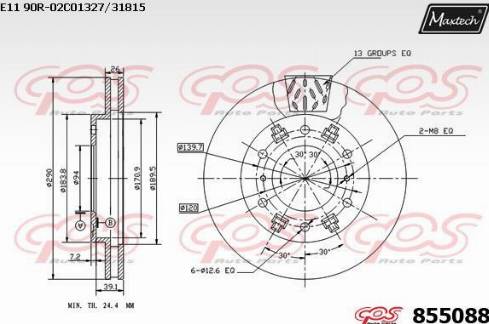 Maxtech 855088.0000 - Тормозной диск autosila-amz.com