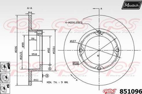 Maxtech 851096.6880 - Тормозной диск autosila-amz.com