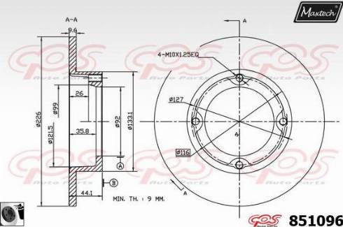 Maxtech 851096.0060 - Тормозной диск autosila-amz.com