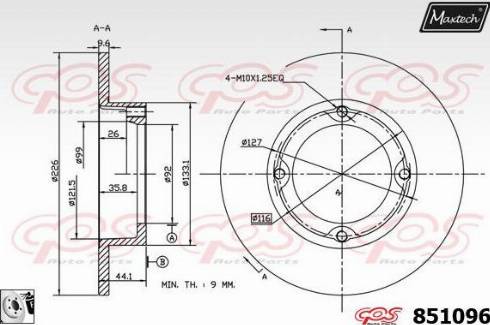 Maxtech 851096.0080 - Тормозной диск autosila-amz.com