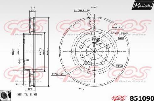 Maxtech 851090.0060 - Тормозной диск autosila-amz.com