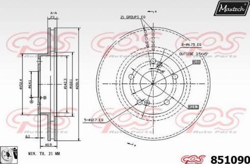 Maxtech 851090.0080 - Тормозной диск autosila-amz.com