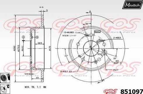 Maxtech 851097.6060 - Тормозной диск autosila-amz.com