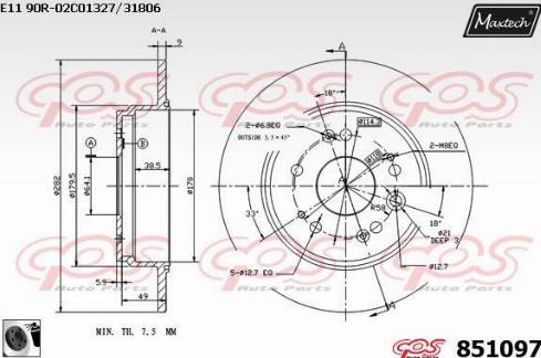 Maxtech 851097.0060 - Тормозной диск autosila-amz.com