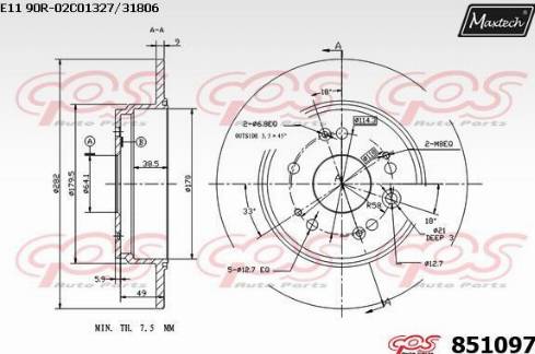 Maxtech 851097.0000 - Тормозной диск autosila-amz.com