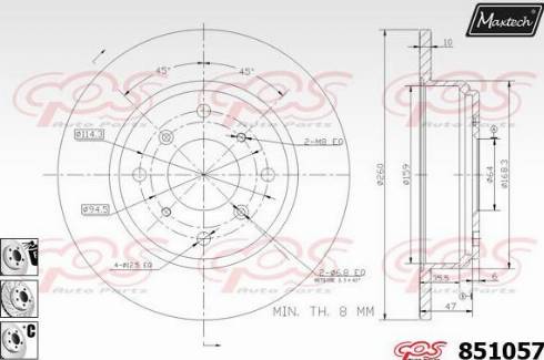 Maxtech 851057.6880 - Тормозной диск autosila-amz.com