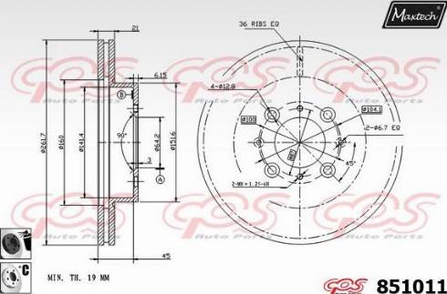 Maxtech 851011.6060 - Тормозной диск autosila-amz.com