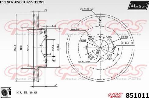 Maxtech 851011.0060 - Тормозной диск autosila-amz.com