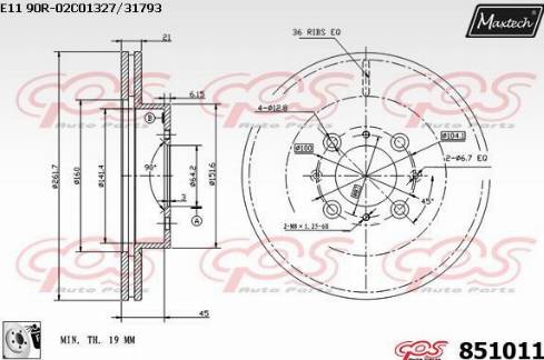 Maxtech 851011.0080 - Тормозной диск autosila-amz.com