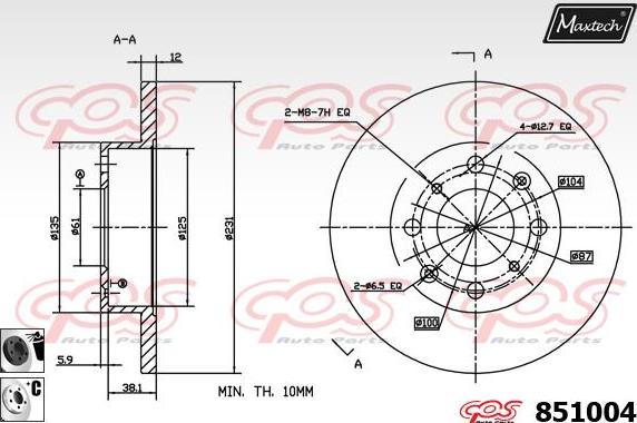 Maxtech 851013 - Тормозной диск autosila-amz.com