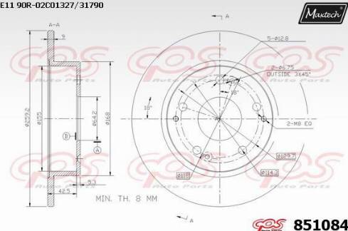 Maxtech 851084.0000 - Тормозной диск autosila-amz.com