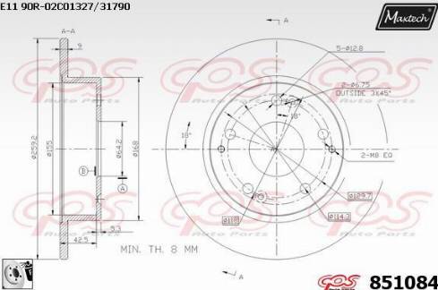 Maxtech 851084.0080 - Тормозной диск autosila-amz.com