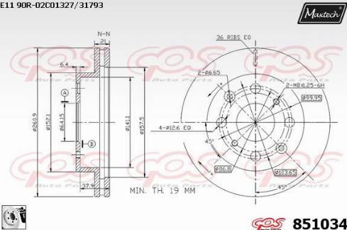 Maxtech 851034.0080 - Тормозной диск autosila-amz.com