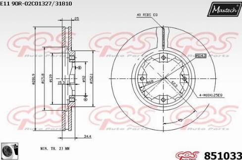 Maxtech 851033.0060 - Тормозной диск autosila-amz.com