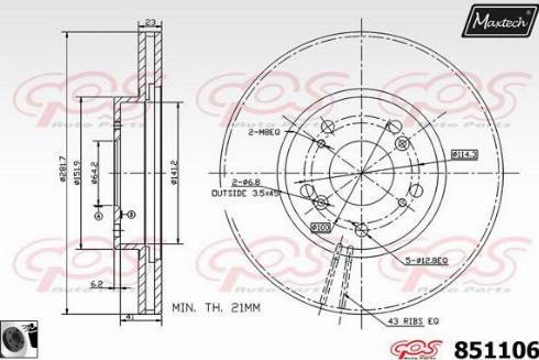 Maxtech 851106.0060 - Тормозной диск autosila-amz.com