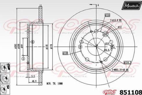 Maxtech 851108.6880 - Тормозной диск autosila-amz.com