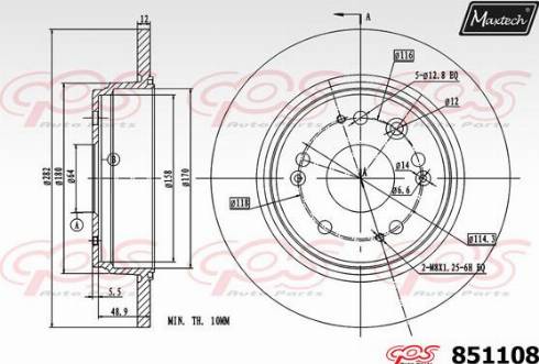 Maxtech 851108.0000 - Тормозной диск autosila-amz.com