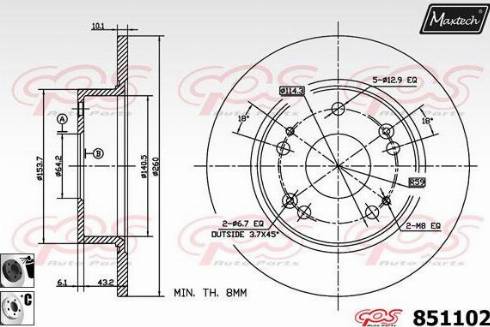 Maxtech 851102.6060 - Тормозной диск autosila-amz.com