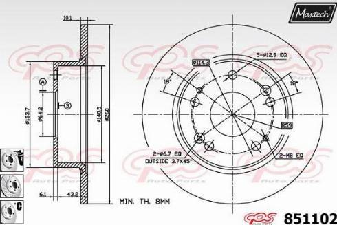 Maxtech 851102.6880 - Тормозной диск autosila-amz.com