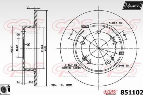 Maxtech 851102.0060 - Тормозной диск autosila-amz.com