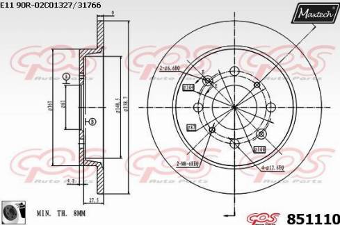 Maxtech 851110.0060 - Тормозной диск autosila-amz.com