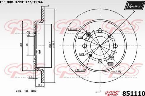 Maxtech 851110.0000 - Тормозной диск autosila-amz.com