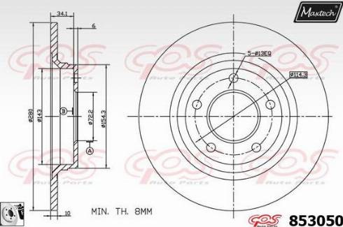 Maxtech 853050.0080 - Тормозной диск autosila-amz.com