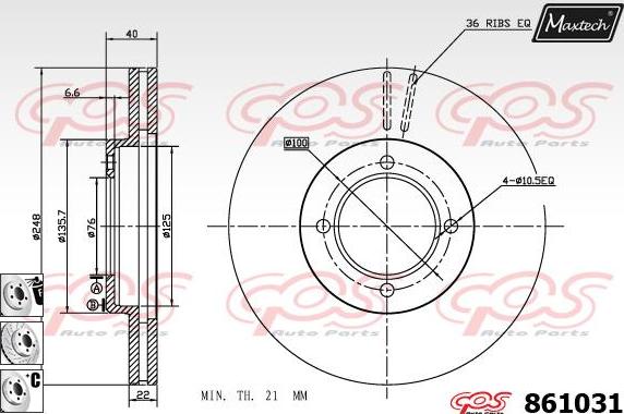 Maxtech 861033 - Тормозной диск autosila-amz.com