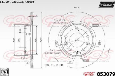 Maxtech 853079.0080 - Тормозной диск autosila-amz.com