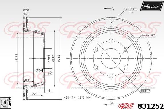 Maxtech 857043 - Тормозной диск autosila-amz.com