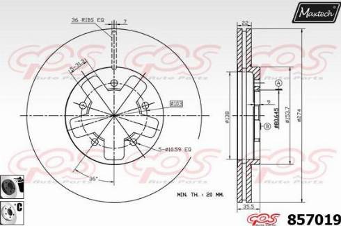 Maxtech 857019.6060 - Тормозной диск autosila-amz.com