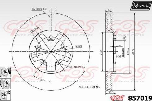 Maxtech 857019.6880 - Тормозной диск autosila-amz.com