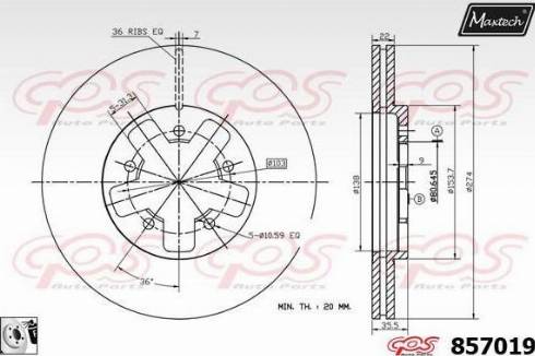 Maxtech 857019.0080 - Тормозной диск autosila-amz.com