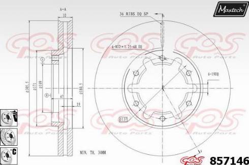 Maxtech 857146.6880 - Тормозной диск autosila-amz.com