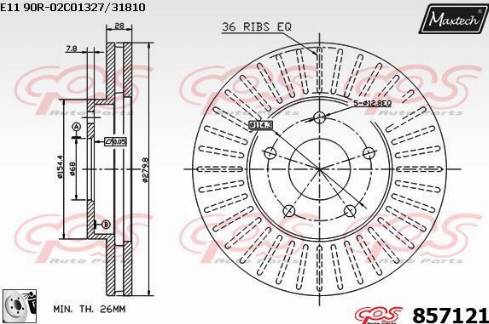 Maxtech 857121.0080 - Тормозной диск autosila-amz.com