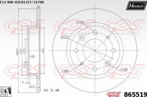 Maxtech 865519.0080 - Тормозной диск autosila-amz.com