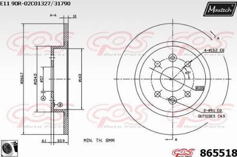 Maxtech 865518.0060 - Тормозной диск autosila-amz.com