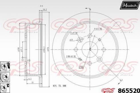 Maxtech 865520.6880 - Тормозной диск autosila-amz.com