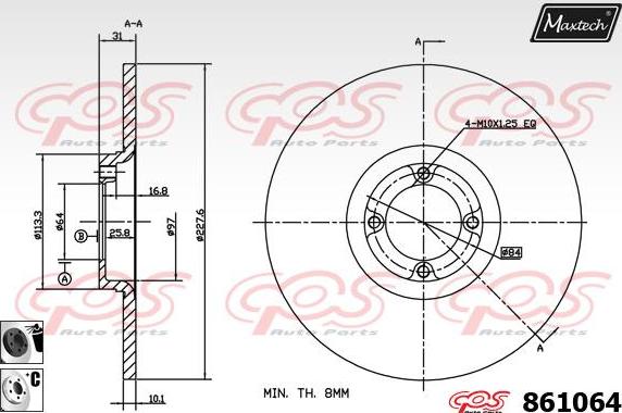 Maxtech 865006 - Тормозной диск autosila-amz.com