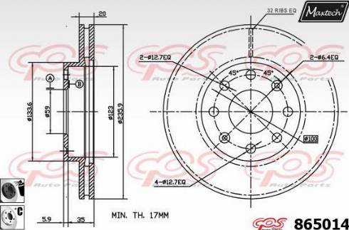 Maxtech 865014.6060 - Тормозной диск autosila-amz.com