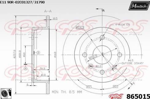 Maxtech 865015.0060 - Тормозной диск autosila-amz.com