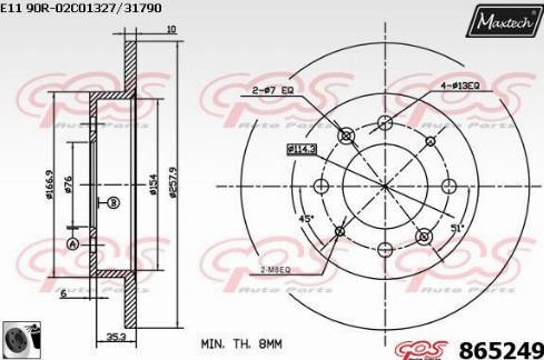 Maxtech 865249.0060 - Тормозной диск autosila-amz.com