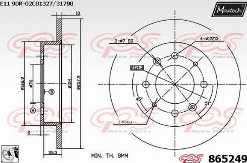 Maxtech 865249.0080 - Тормозной диск autosila-amz.com