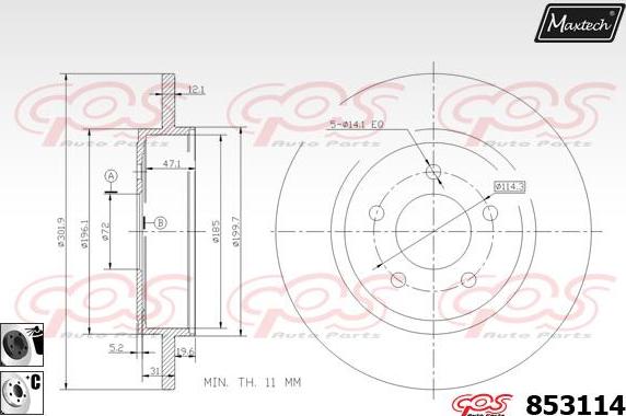 Maxtech 865269 - Тормозной диск autosila-amz.com