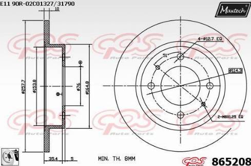 Maxtech 865208.0080 - Тормозной диск autosila-amz.com