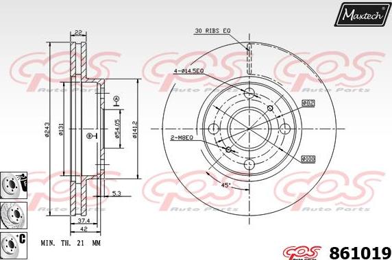 Maxtech 865220 - Тормозной диск autosila-amz.com