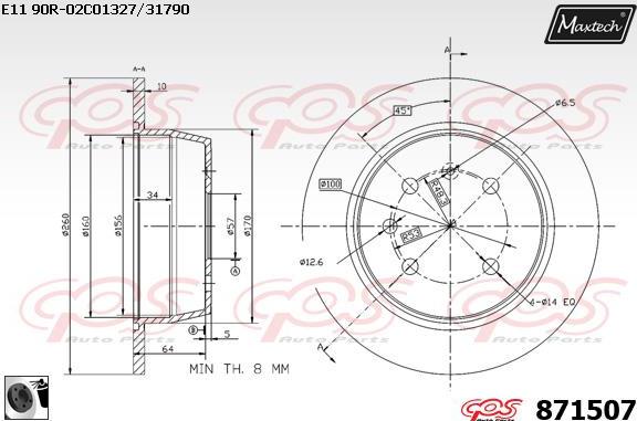 Maxtech 861096 - Тормозной диск autosila-amz.com