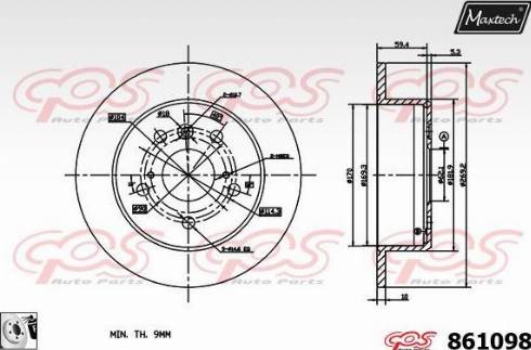 Maxtech 861098.0080 - Тормозной диск autosila-amz.com